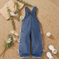Girls 2-Piece Denim Overall Set with White Tee & Bow Detail