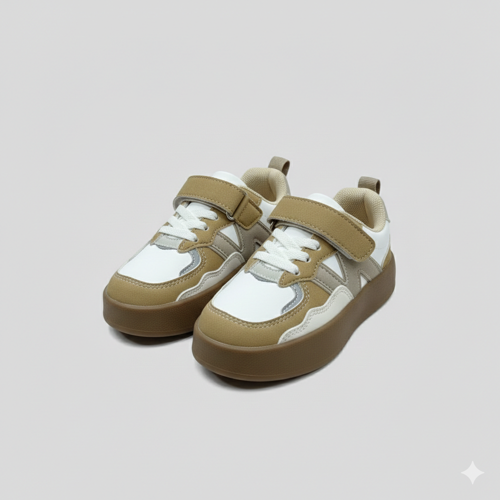 Baskets basses classiques pour enfants – Fermeture à lacets et à scratch | Chaussures résistantes pour tous les jours