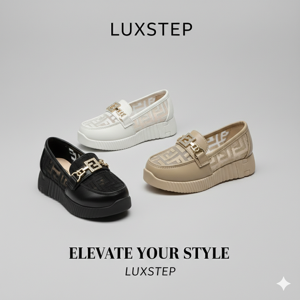 Girls Fashion Loafers with Chunky Sole & Gold Detail