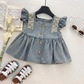 🌸 Elegant Denim Floral Set for Girls – Soft Summer Style