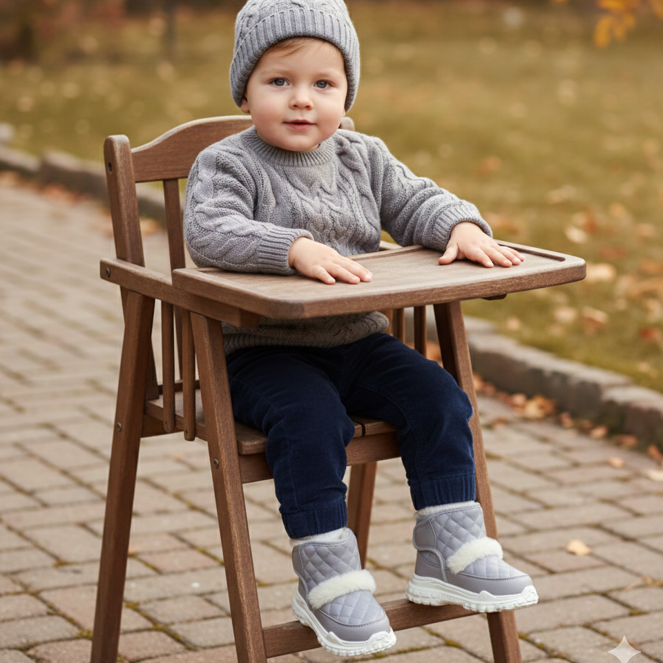 Bottes de neige d'hiver pour tout-petits – Bottines chaudes doublées de fausse fourrure avec tige matelassée, chaussures d'extérieur résistantes à l'eau avec semelle souple antidérapante pour filles et garçons