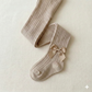 Girls Ribbed Bow Tights – Soft Cotton Blend Knee-Length Stockings