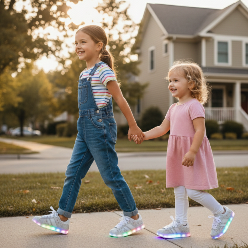 Baskets lumineuses à paillettes pour filles – Joli nœud, confortables et stylées ✨