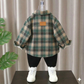 Boys' 3-Piece Modern Plaid Flannel Shirt, SURFLO Graphic T-shirt, and Jogger Pants Outfit Set
