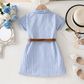Ensemble robe à rayures bleues et ceinture pour fille