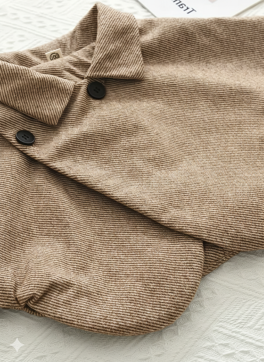 Ensemble deux pièces automne/hiver pour fille : manteau à revers en tweed décontracté et jupe plissée rétro