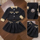 Girls Elegant Red Tweed Jacket & Skirt Set – Classic Party Wear Outfit Made with a Chanel dress