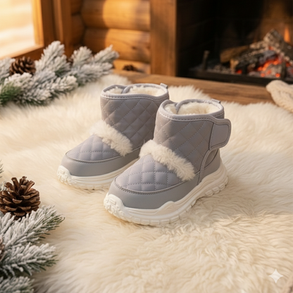 Toddler Kids Winter Snow Boots – Warm Faux Fur Lined Ankle Booties with Quilted Upper, Water-Resistant Outdoor Shoes with Anti-Slip Soft Sole for Girls & Boys