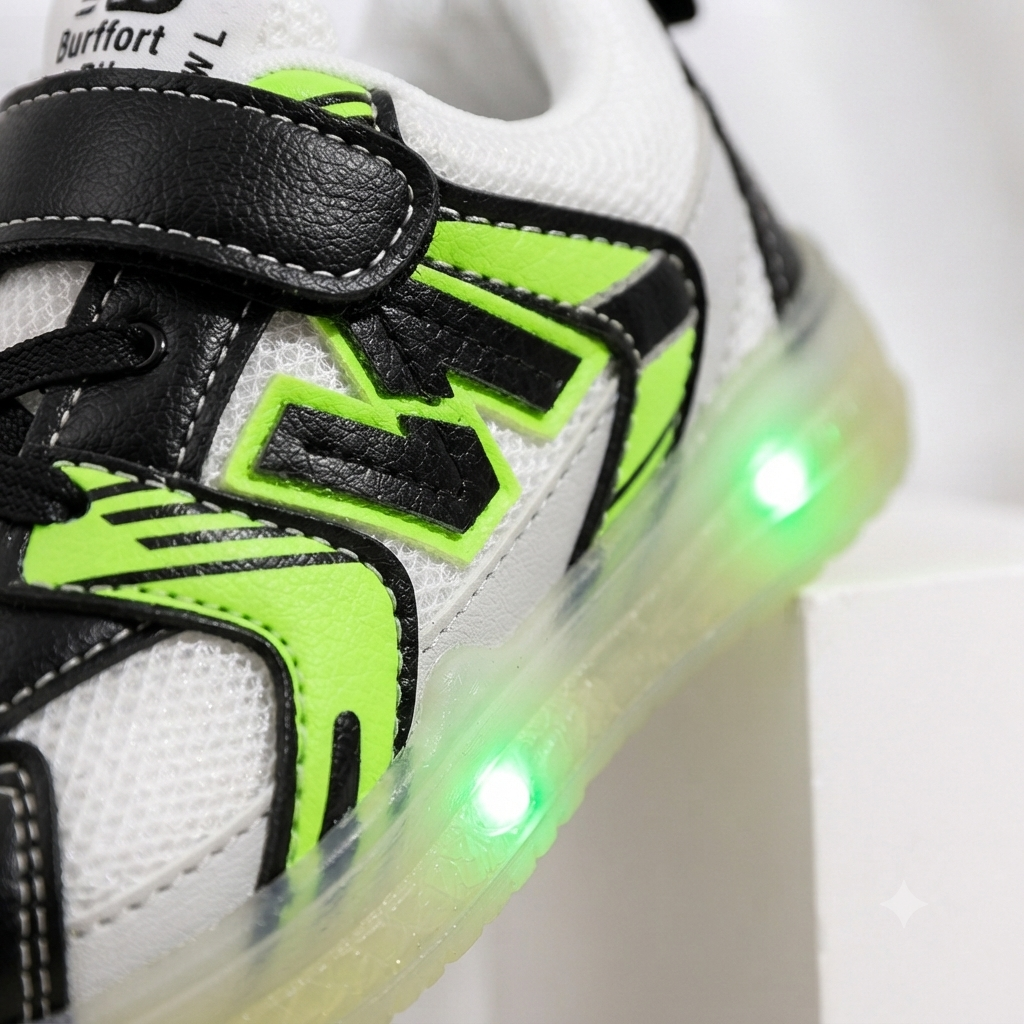 Baskets lumineuses à LED pour enfant avec bride ajustable à Velcro