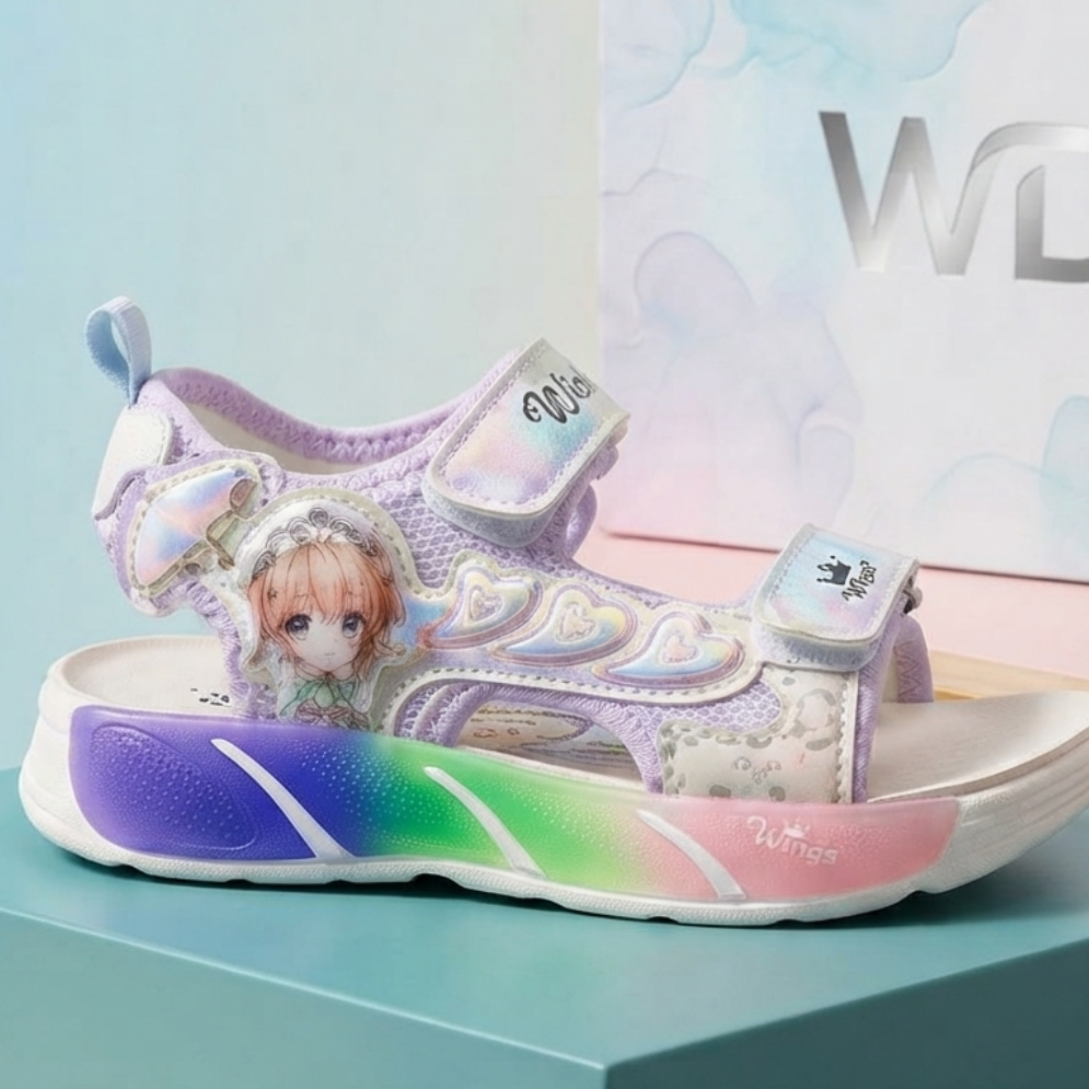 Sandales de sport lumineuses à LED pour filles – Motif cœur de dessin animé mignon | Sandales d'été légères, douces et réglables (Copie)