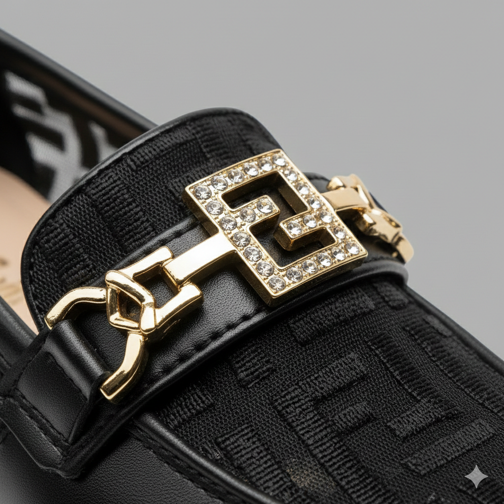 Girls Fashion Loafers with Chunky Sole & Gold Detail