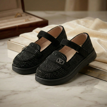 Chaussures de luxe pour filles ornées de cristaux - élégance et confort à chaque pas !