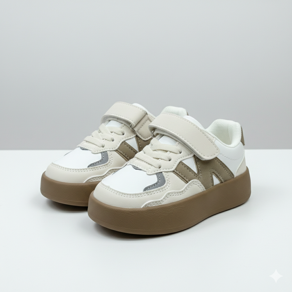 Baskets basses classiques pour enfants – Fermeture à lacets et à scratch | Chaussures résistantes pour tous les jours