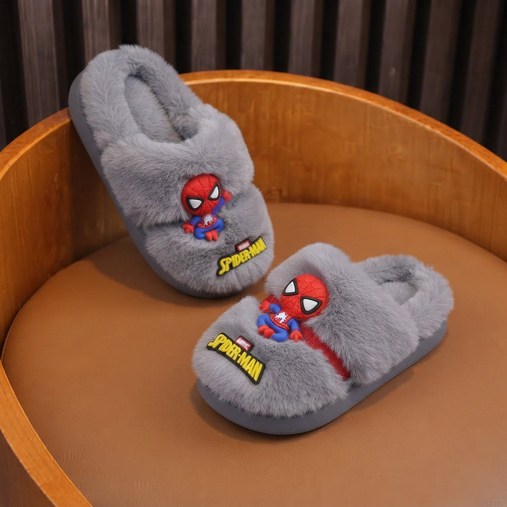 Spider-Man Slippers: Warm Plush, Closed-Toe Protection
