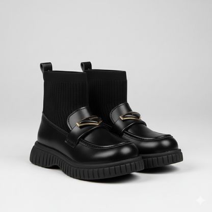 Bottes mocassins chaussettes pour filles — Enfilage rapide, semelle crantée adhérente 