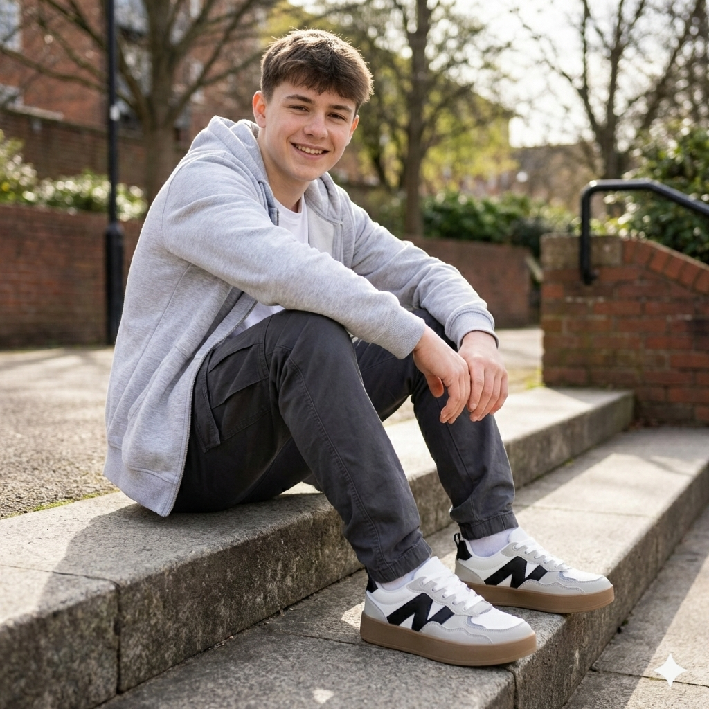 Baskets basses classiques pour enfants – Fermeture à lacets et à scratch | Chaussures résistantes pour tous les jours