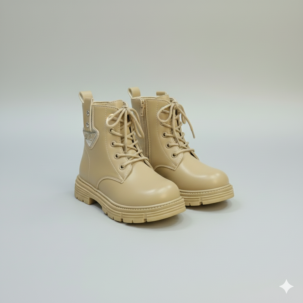 Girls’ Stylish Lace-Up Ankle Boots with Non-Slip Sole