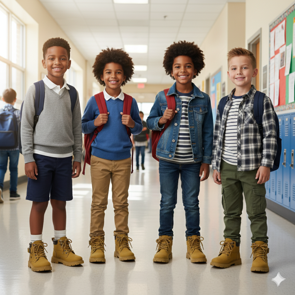 Bottes pour enfants antidérapantes - Semelle crantée, lacets et boucle 