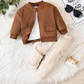 Stylish Baby Boy Suede Jacket & Cargo Pants Set – Cozy & Trendy Outfit for All Seasons