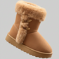 Girls Winter Boots Kids Warm Faux Fur Ankle Boots Soft Suede Non-Slip Sole Cute Casual Shoes for Children