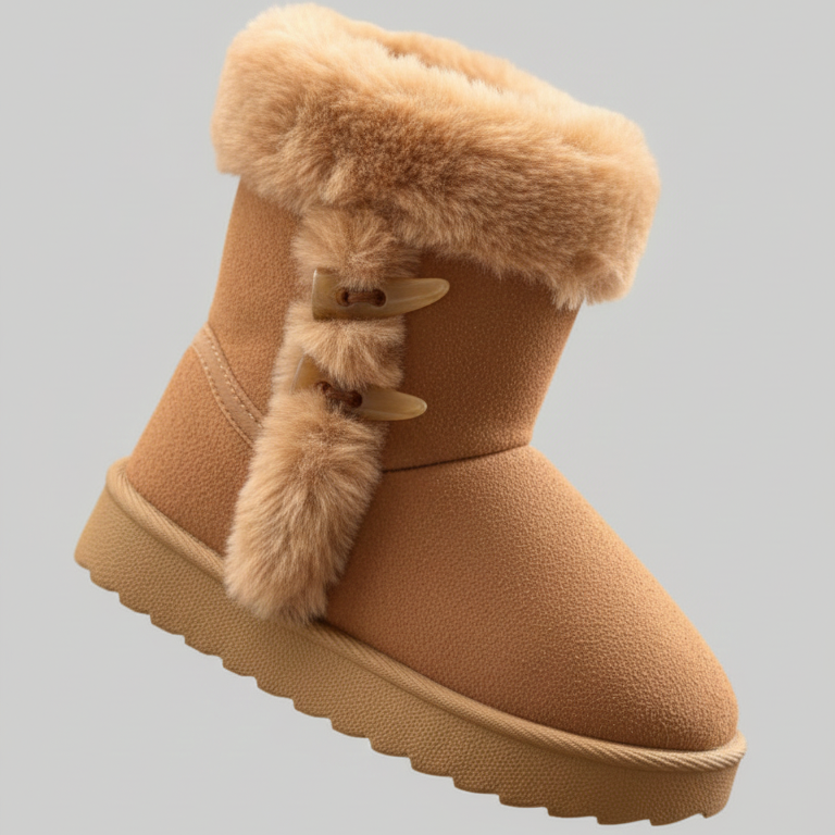 Girls Winter Boots Kids Warm Faux Fur Ankle Boots Soft Suede Non-Slip Sole Cute Casual Shoes for Children