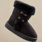 Girls Winter Boots Kids Warm Faux Fur Ankle Boots Soft Suede Non-Slip Sole Cute Casual Shoes for Children