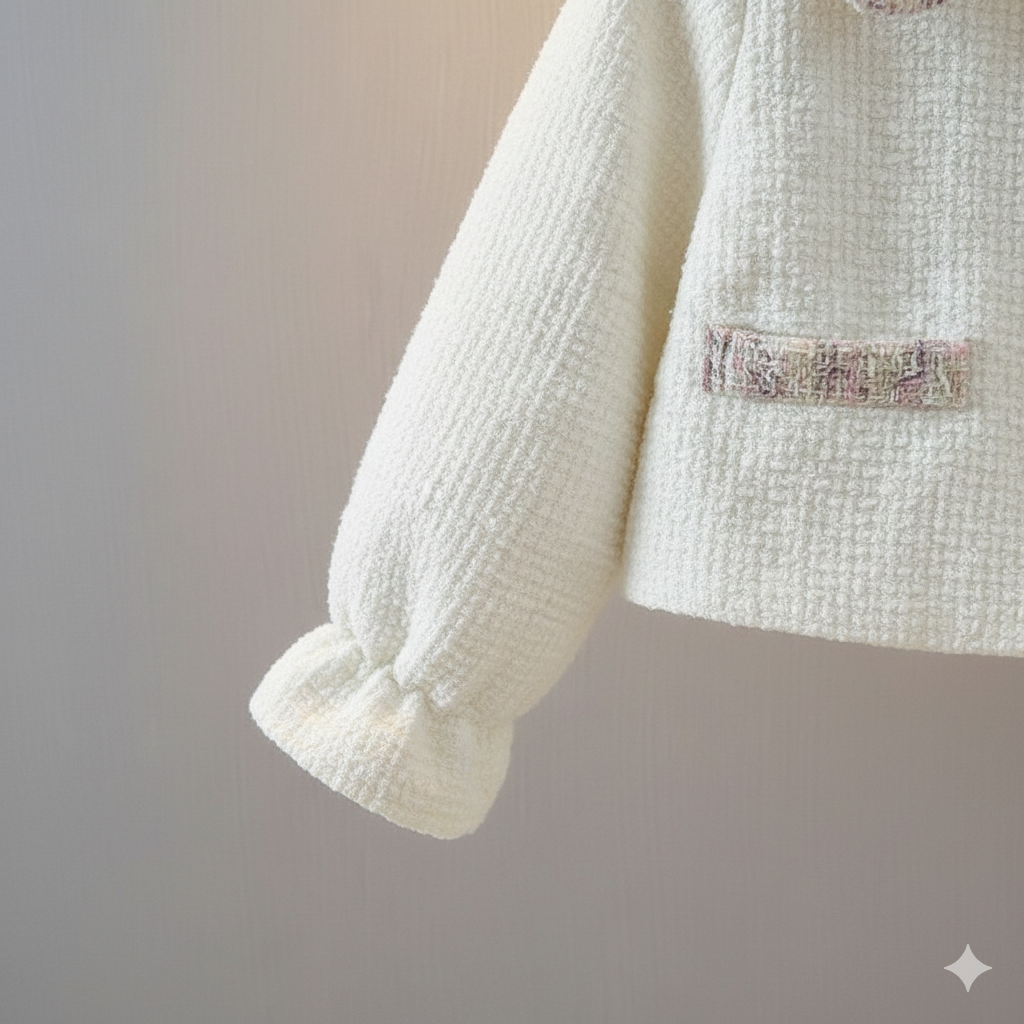 🌸 Ensemble d'hiver élégant pour fille – Manteau doux, robe à carreaux et mini sac 🌸