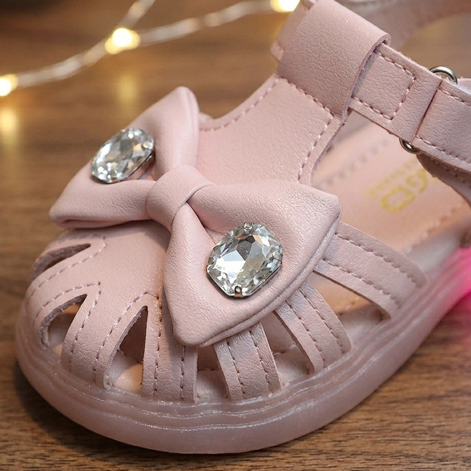 Sandales lumineuses LED pour filles – Jolies chaussures d'été à nœud avec semelle lumineuse