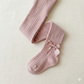 Girls Ribbed Bow Tights – Soft Cotton Blend Knee-Length Stockings
