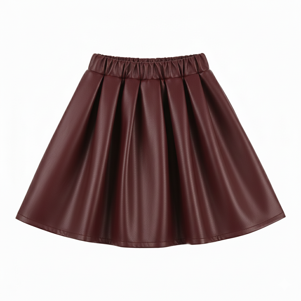 Girls Elegant Winter Outfit Set – Faux Fur Vest, Puff-Sleeve Top, Pleated Skirt & Matching Beret