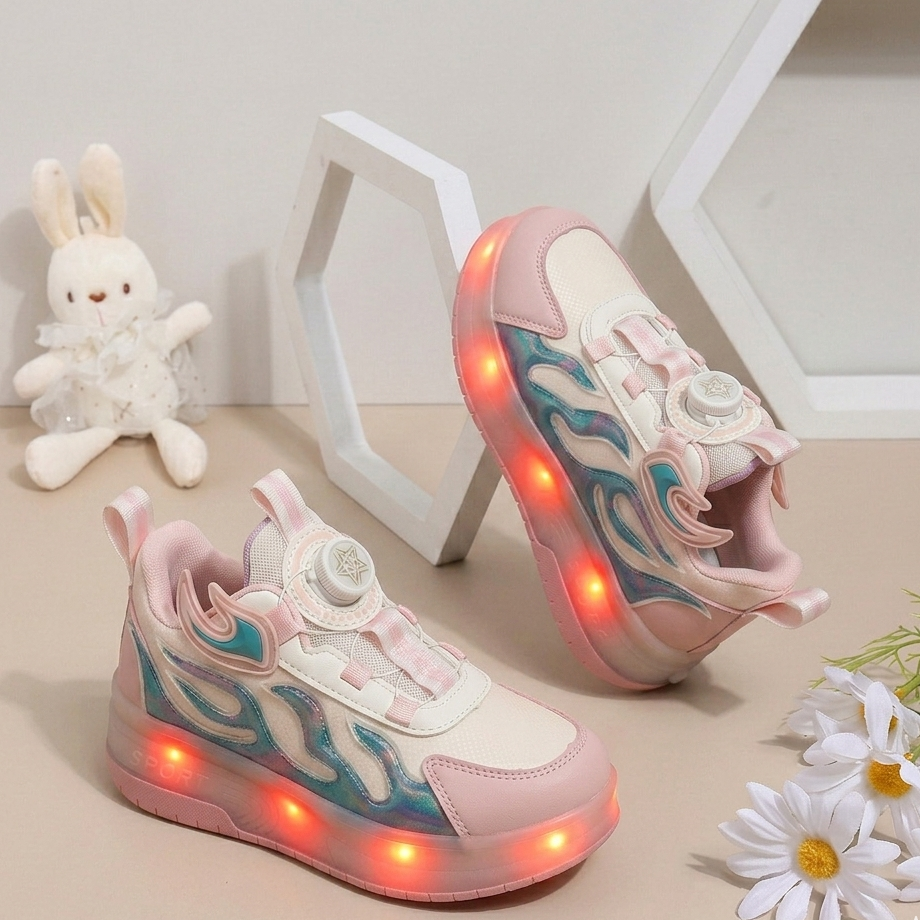 Unisex LED Roller Sneakers – Light-Up Wheels Shoes with Dial Fit System