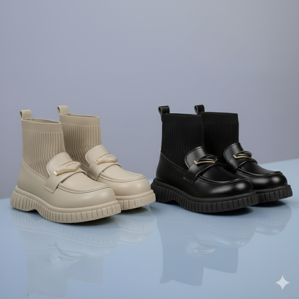 Girls' Sock-Loafer Boots — Slip On Fast, Grippy Lug Sole