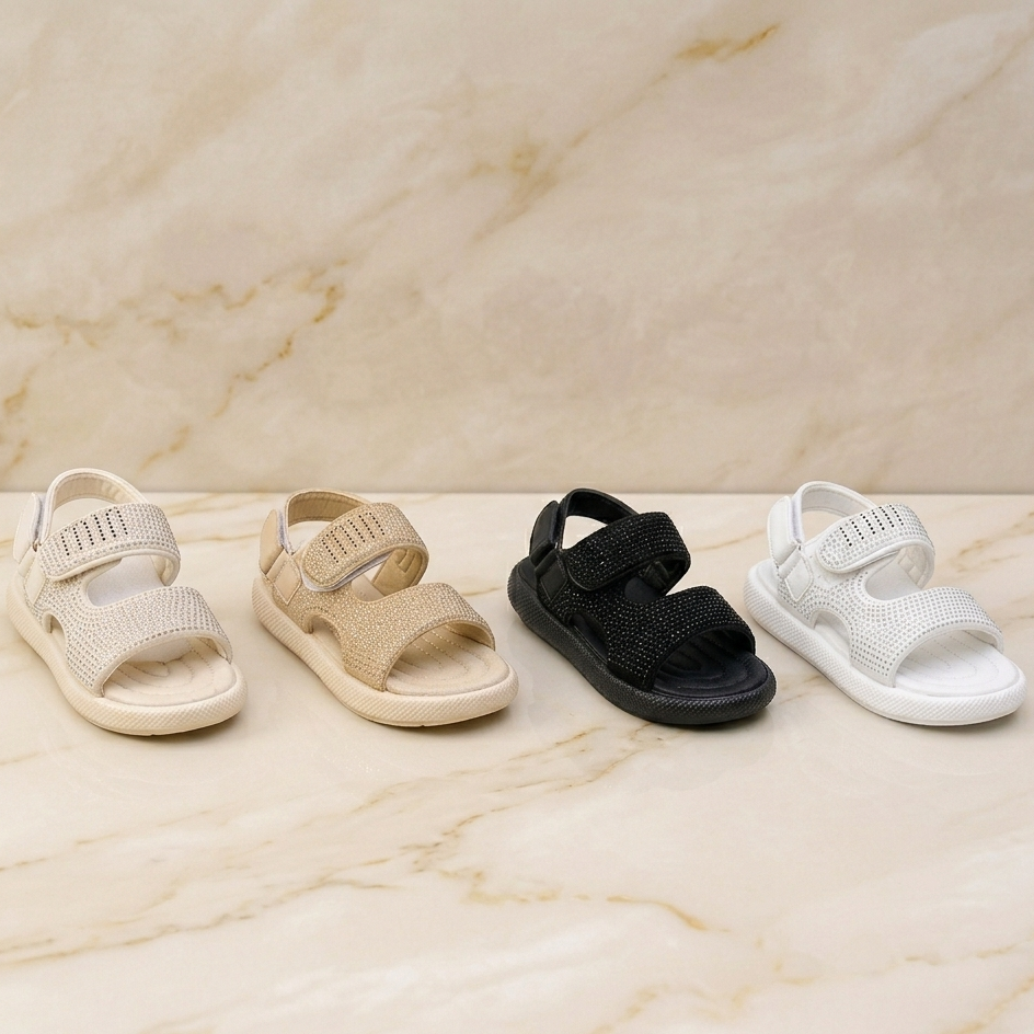 Sandales Confort Scintillantes pour Fille avec Brides Réglables