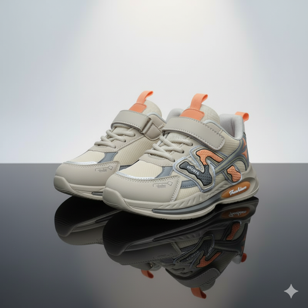 Baskets de sport pour garçon : faciles à enfiler, la bride et les lacets restent bien en place. 