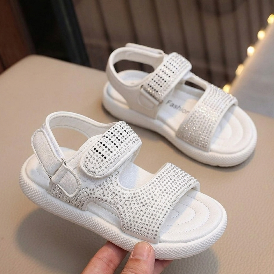 Sandales Confort Scintillantes pour Fille avec Brides Réglables