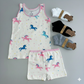 Body unisexe sans manches à imprimé licorne avec short assorti - Coton doux et confortable