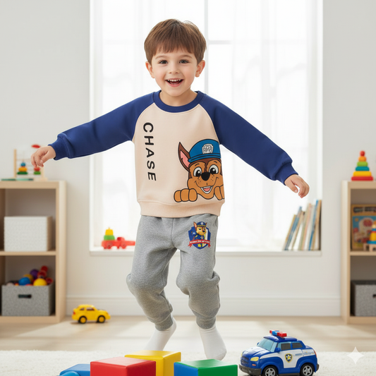 PAW Patrol Autumn Winter Plus Cashmere Warm Children's Clothing Sets Boys Spliced Hoodies and Long Pant 2pcs Suit Kids Sweatsuit