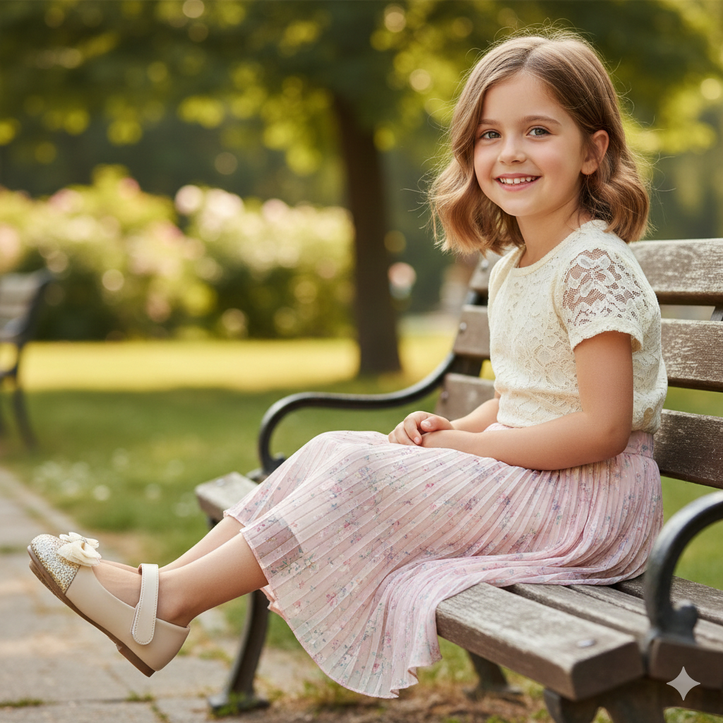 🌸 Girls Elegant Bow Glitter Mary Jane Shoes – Party & Special Occasion Flats