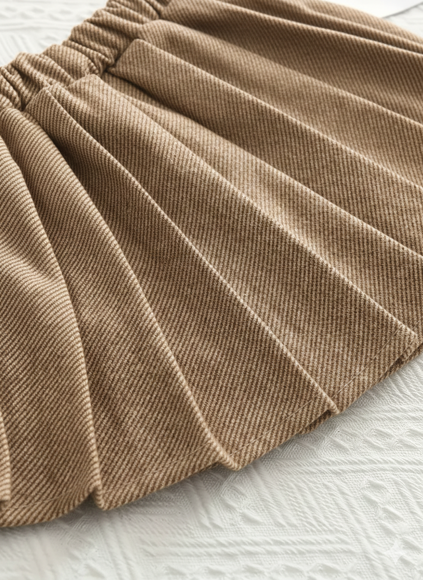 Ensemble deux pièces automne/hiver pour fille : manteau à revers en tweed décontracté et jupe plissée rétro