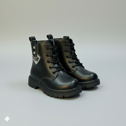 Girls’ Stylish Lace-Up Ankle Boots with Non-Slip Sole