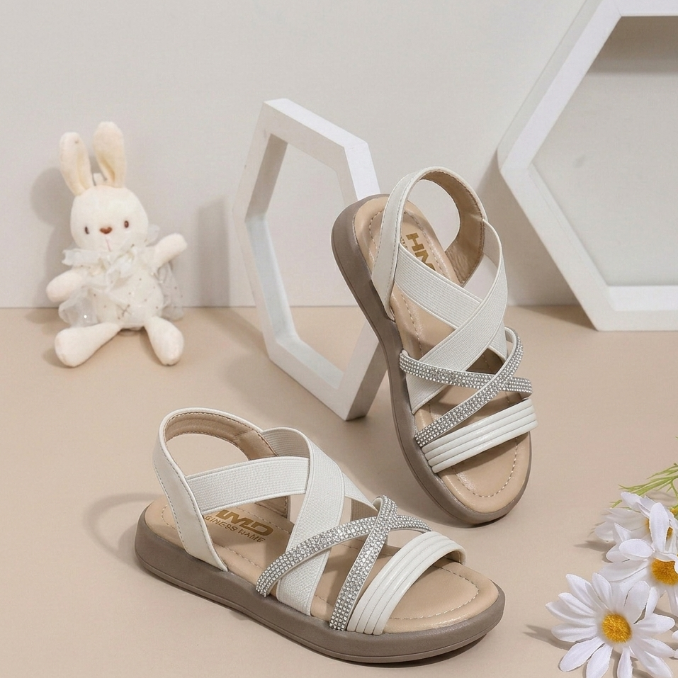 Sandales élégantes pour fille avec brides scintillantes – Chaussures d'été confortables et tendance