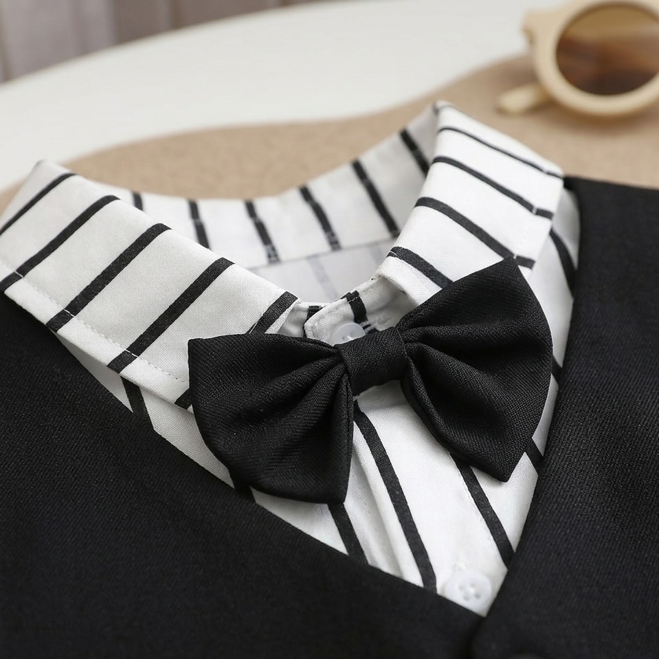 Elegant Kids Formal Outfit Set – Shirt, Vest, Bow Tie & Pants