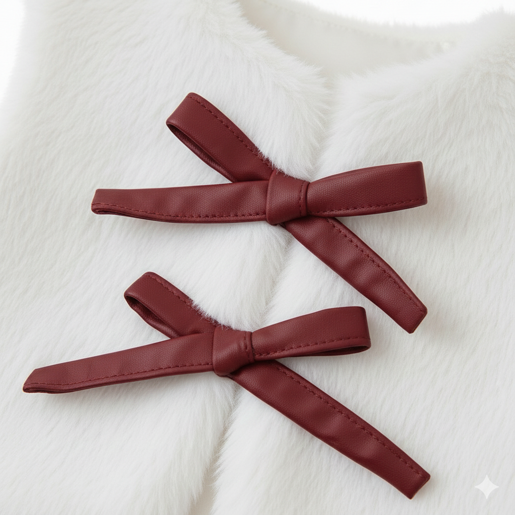 Girls Elegant Winter Outfit Set – Faux Fur Vest, Puff-Sleeve Top, Pleated Skirt & Matching Beret