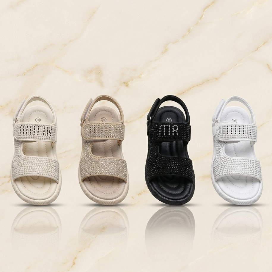 Sandales Confort Scintillantes pour Fille avec Brides Réglables