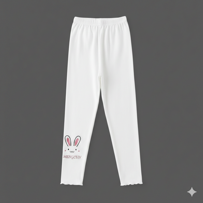 Cute Bunny Print Girls Leggings – Soft Cotton Stretch Pants