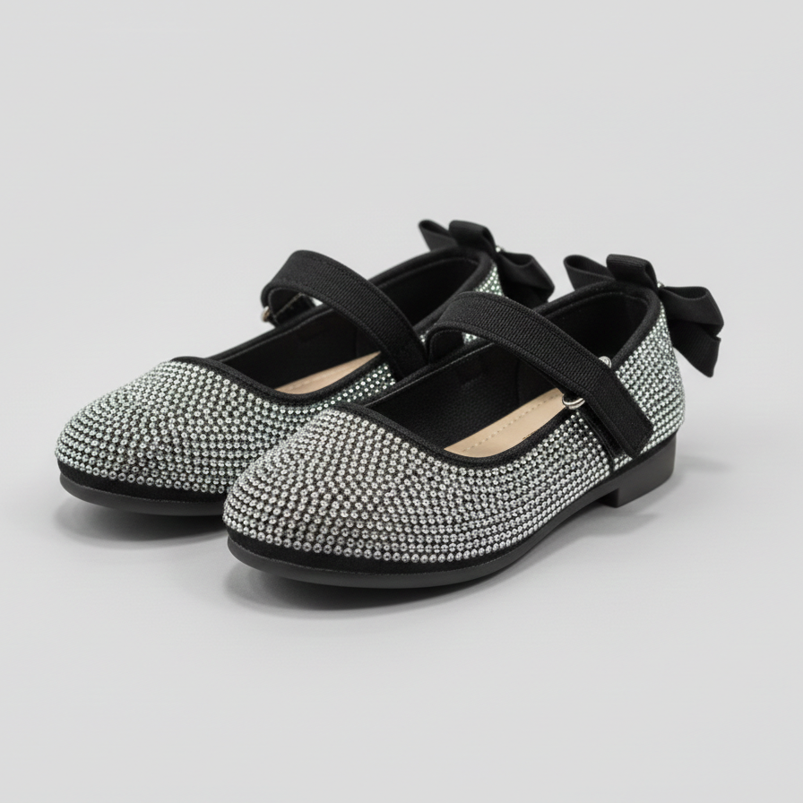 Ballerines Mary Jane à paillettes pour filles avec nœud – Chaussures de fête élégantes à strass