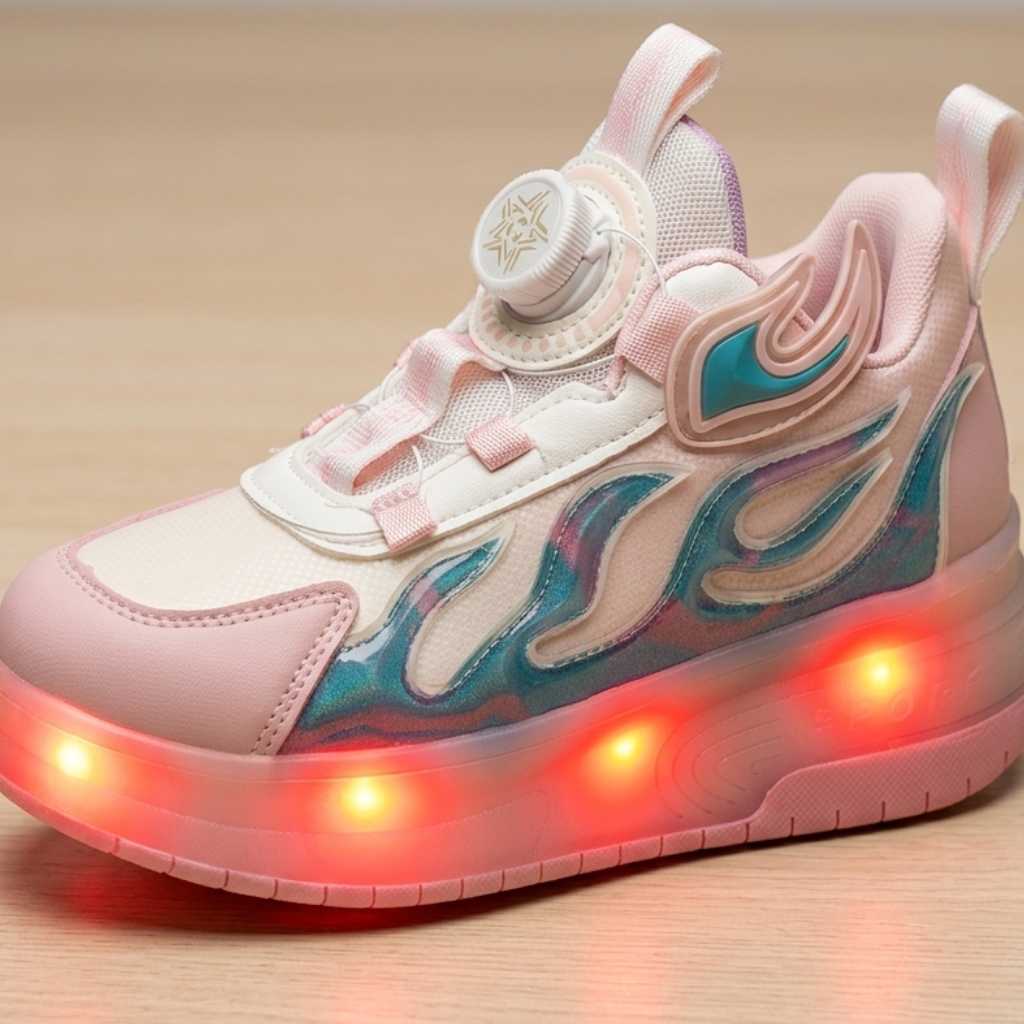 Unisex LED Roller Sneakers – Light-Up Wheels Shoes with Dial Fit System