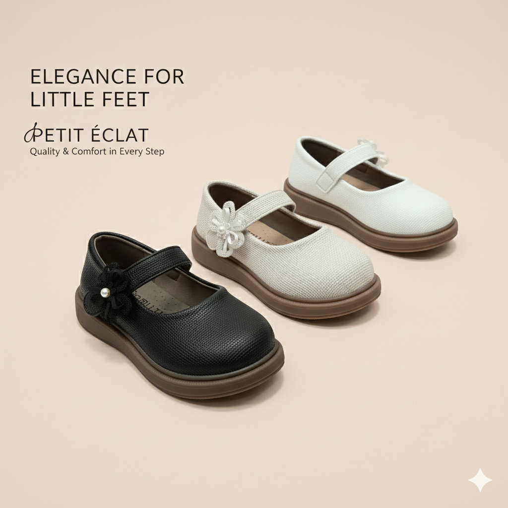✨ Elegant Girls Mary Jane Shoes with Flower Detail – Comfort Style ✨