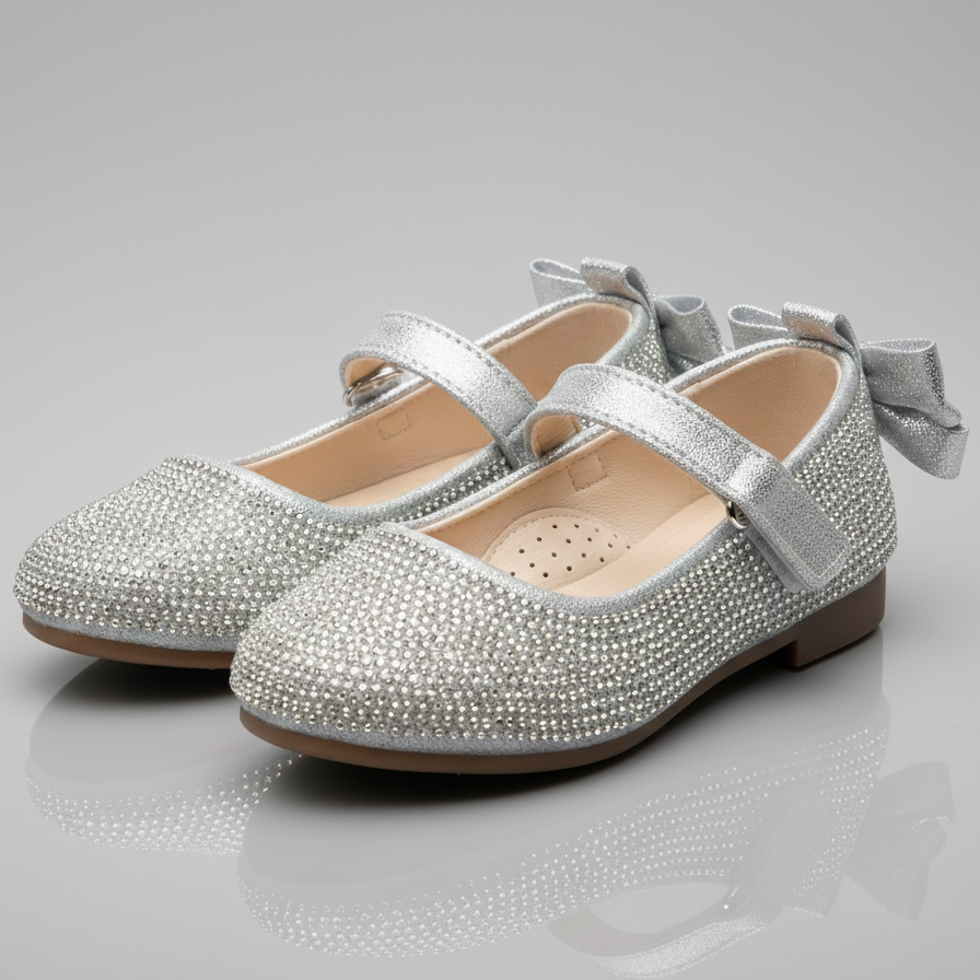 Ballerines Mary Jane à paillettes pour filles avec nœud – Chaussures de fête élégantes à strass