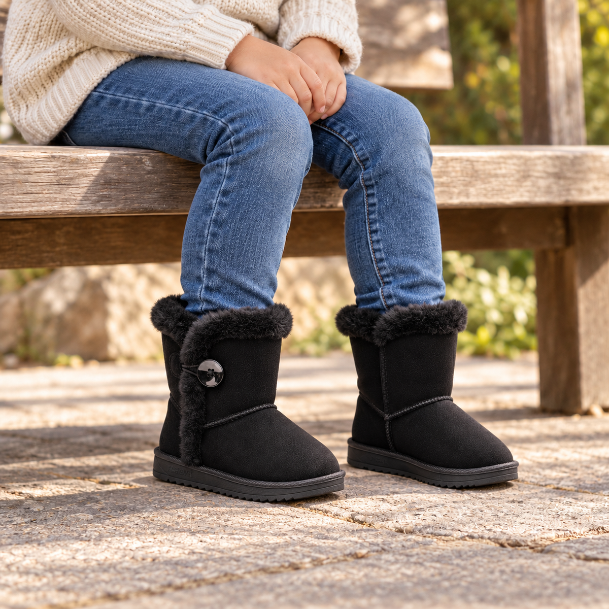 Girls Winter Boots Kids Warm Faux Fur Ankle Boots Soft Suede Non-Slip Sole Cute Casual Shoes for Children